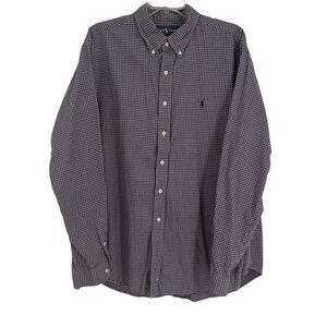 Ralph Lauren Shirt Men’s Plaid Long Sleeve Button Down Size XXL Pony Logo Purple